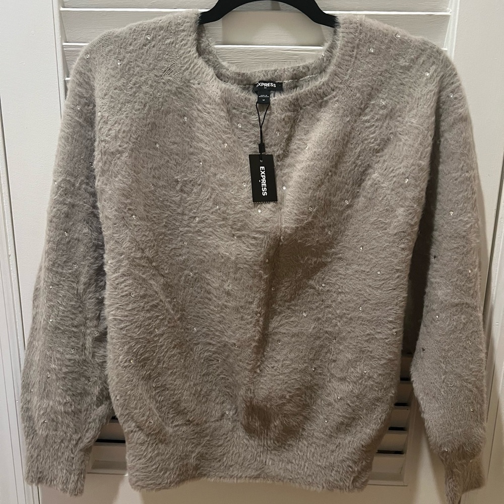 Grey bejeweled sweater